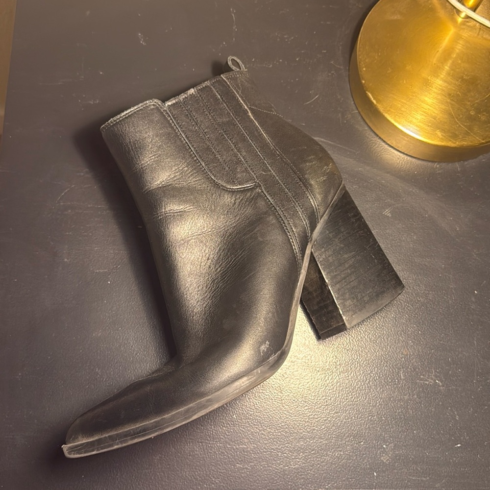 Marc Fisher Ltd Oshay Black Leather Ankle Point Toe Boots